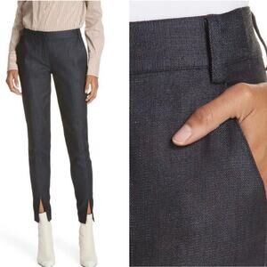 Tibi Slit Front Cotton Beatle Pants Dark Denim Blue Size 2